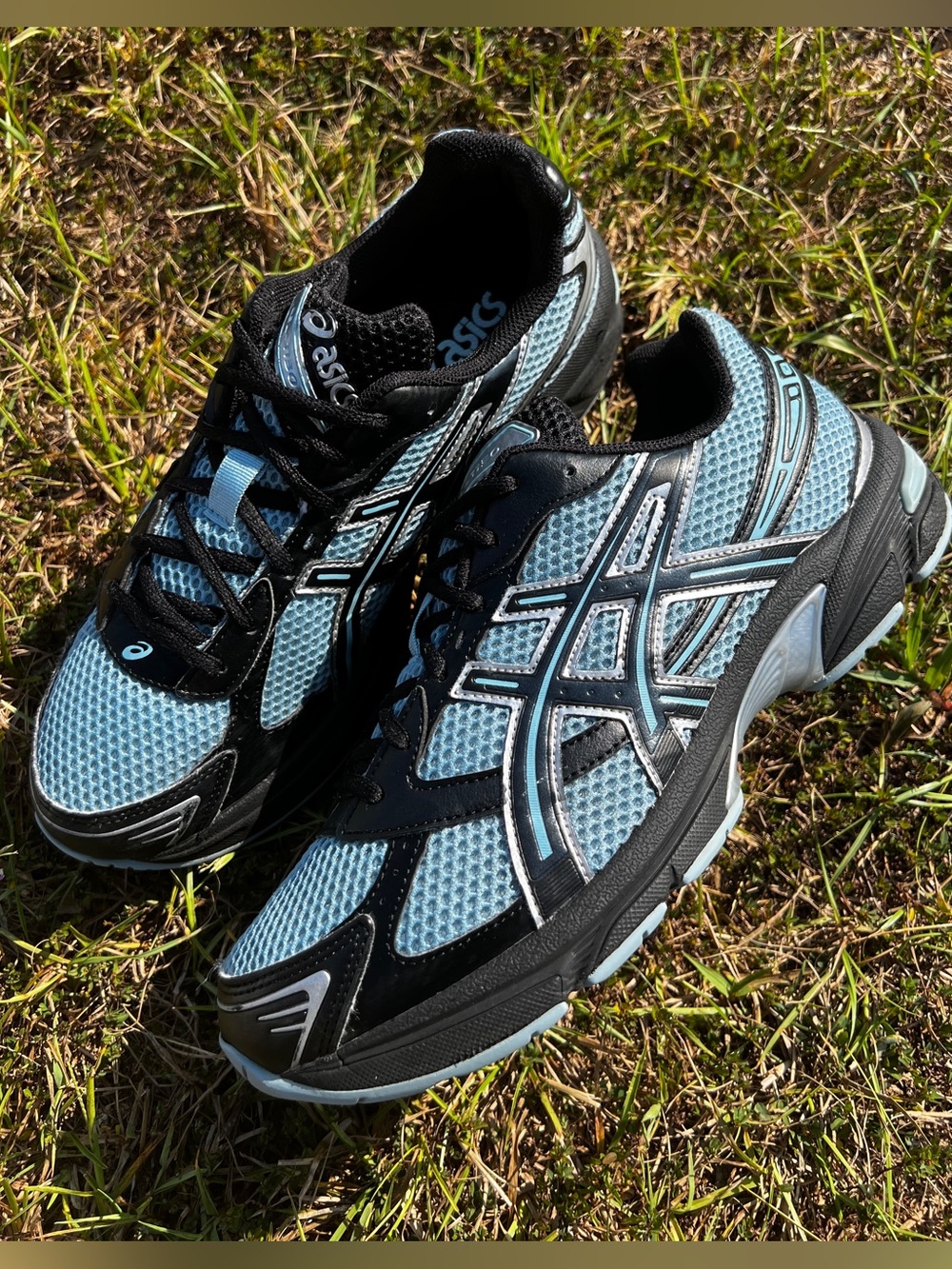 CLEAN Asics size 9.5 Mens Gel-1130 Black Ice Blue shoes